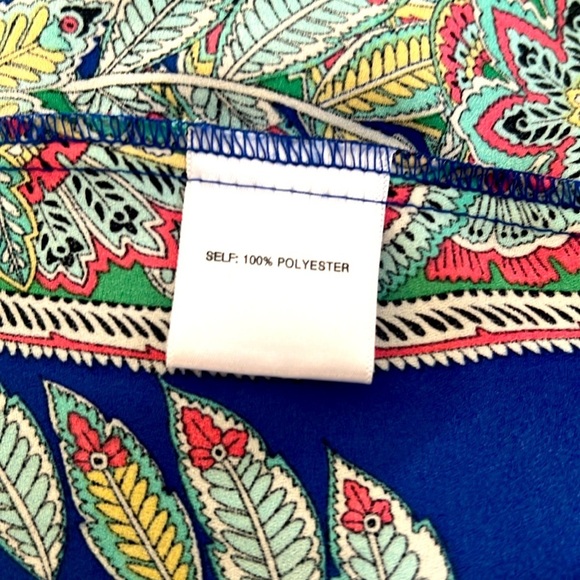 Asymmetrical Front Blouse Blue and Green - Picture 3 of 5